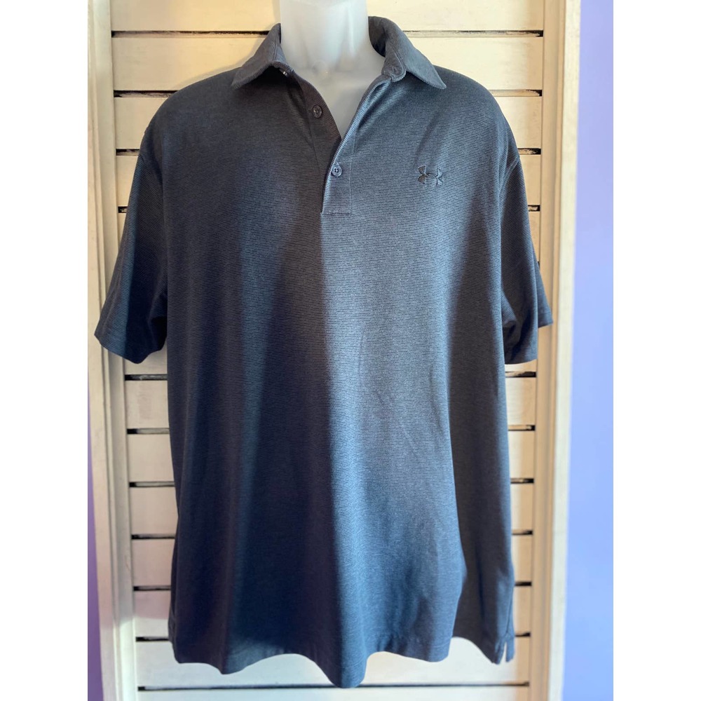 Under Armour Men’s polo golf shirt size XL gray w black short sleeve heat gear
